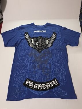 Y2K Imperious Delf Trading Tee Shirt Blue Mens Size XL